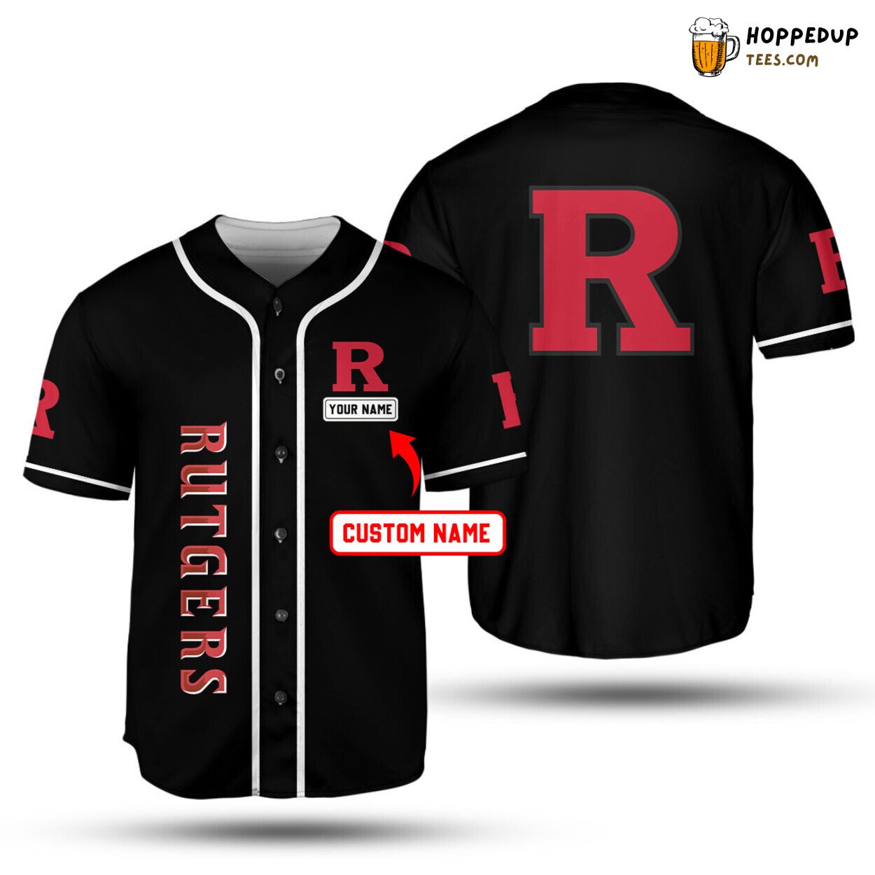 NCAA Rutgers Scarlet Knights Custom Name Black Baseball Jersey Unisex Shirt