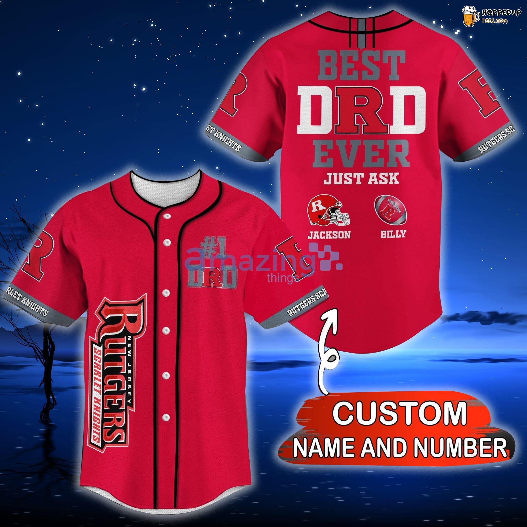 NCAA Rutgers Scarlet Knights Custom Name Number Best Dad Ever Baseball Jersey Unisex Shirt