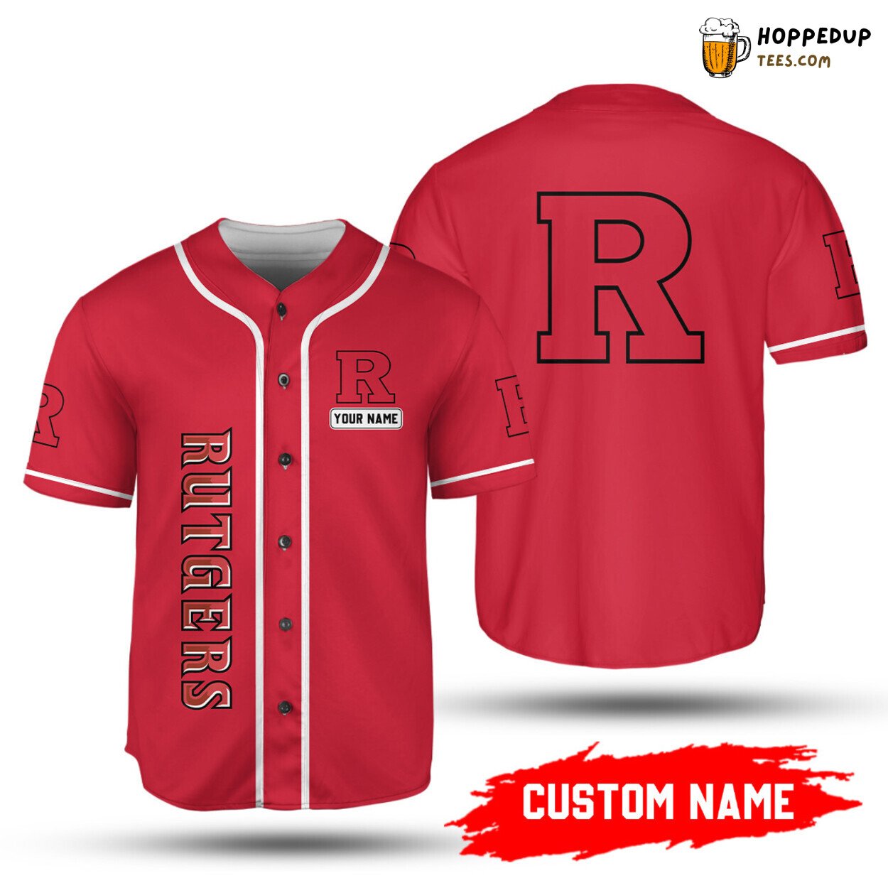 NCAA Rutgers Scarlet Knights Custom Name Red Baseball Jersey Unisex Shirt