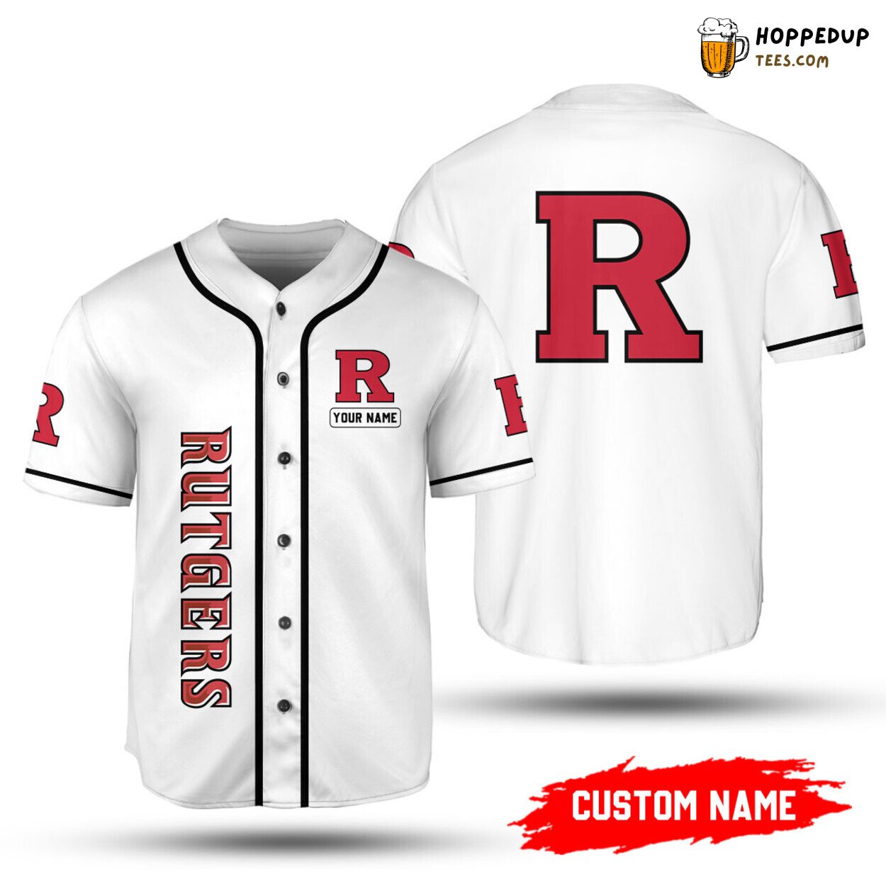 NCAA Rutgers Scarlet Knights Custom Name White Baseball Jersey Unisex Shirt