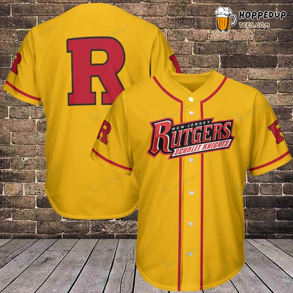 NCAA Rutgers Scarlet Knights Yellow Baseball Jersey Unisex Shirt