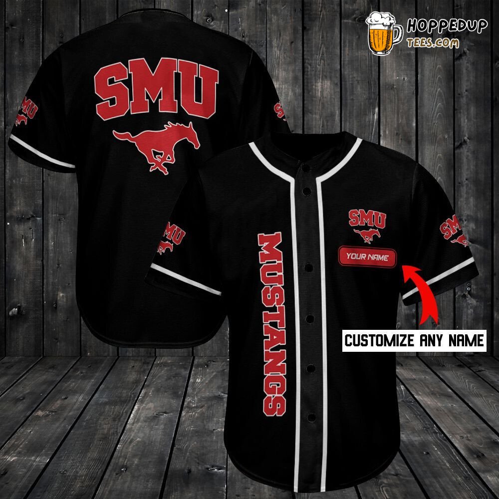 NCAA SMU Mustangs Custom Name Black Baseball Jersey Unisex Shirt