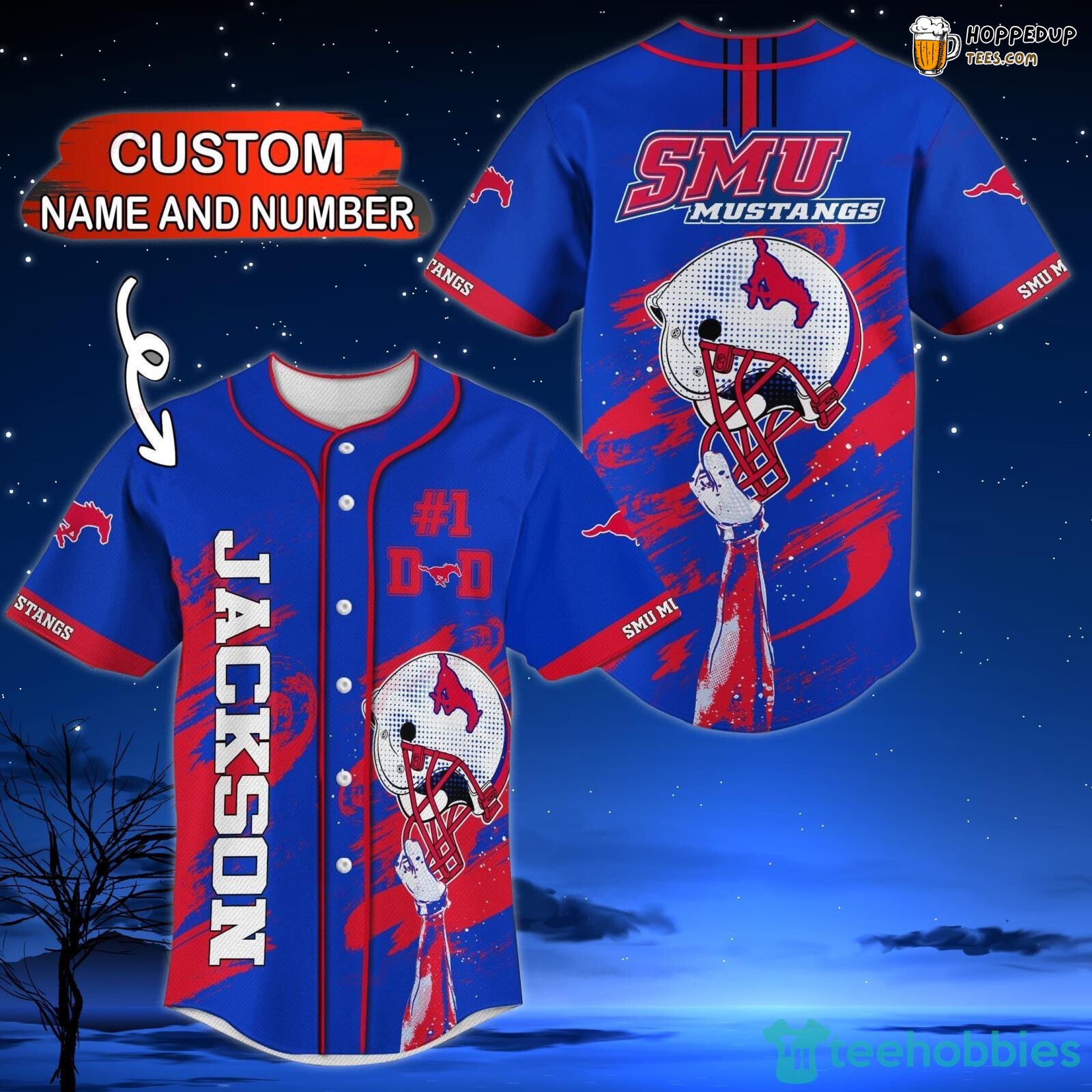 NCAA SMU Mustangs Custom Name Number Gift For Dad Baseball Jersey Unisex Shirt