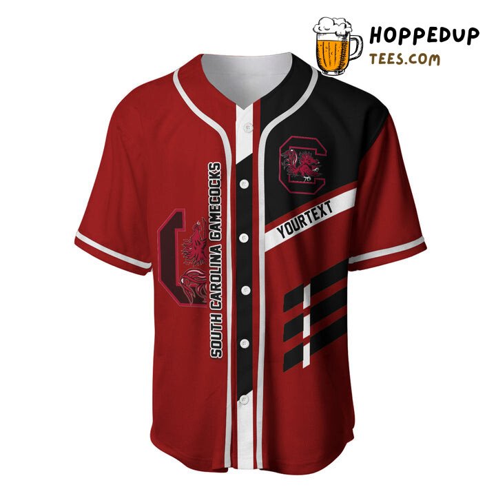 NCAA South Carolina Gamecocks Custom Text Red Black Baseball Jersey Unisex Shirt