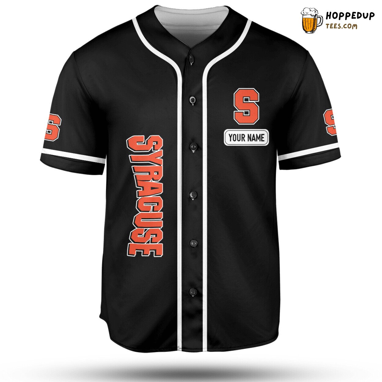 NCAA Syracuse Orange Black Custom Name Baseball Jersey Unisex Shirt