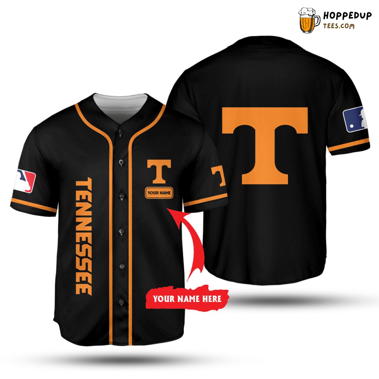 NCAA Tennessee Volunteers Custom Name Black Baseball Jersey Unisex Shirt