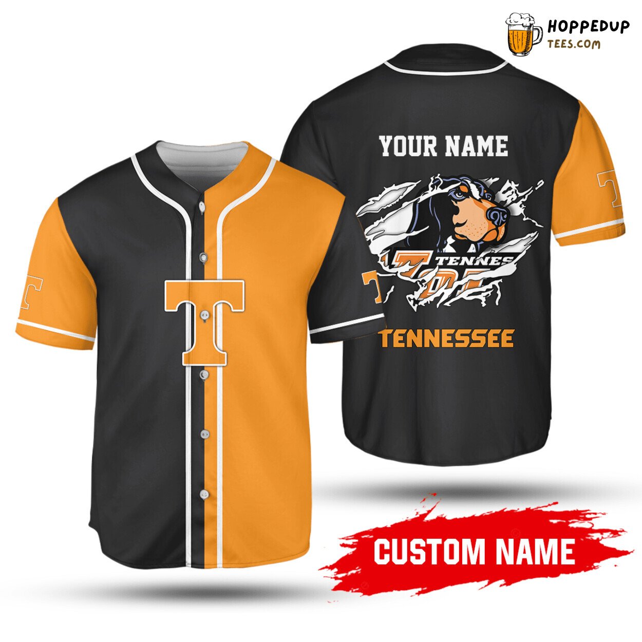 NCAA Tennessee Volunteers Custom Name Mascot Baseball Jersey Unisex Shirt