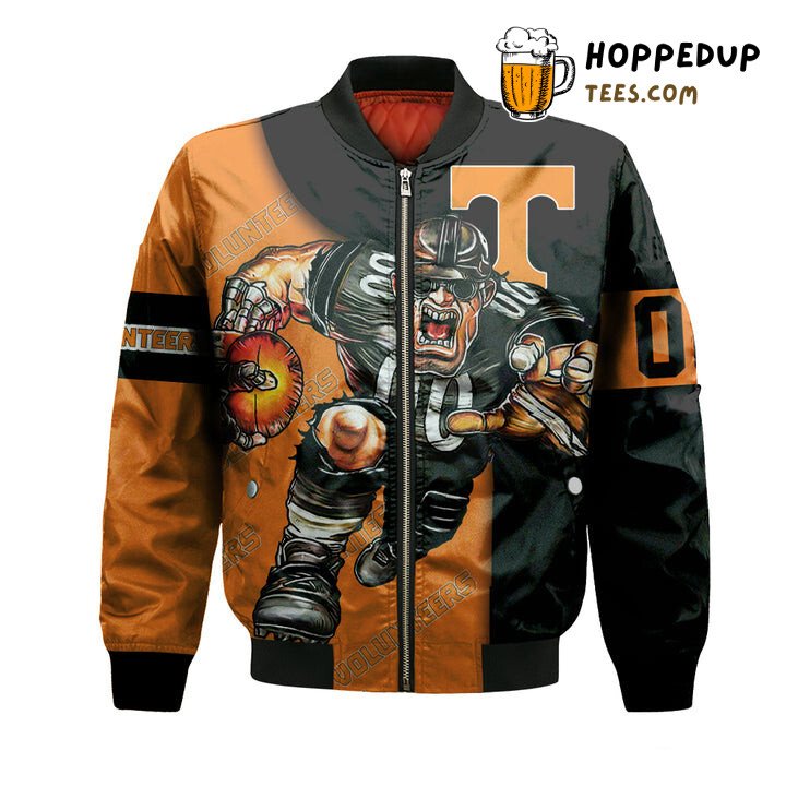 NCAA Tennessee Volunteers Custom Number Orange Black Bomber Jacket