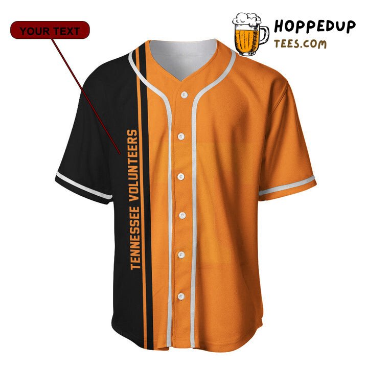 NCAA Tennessee Volunteers Custom Text Number Orange Black Baseball Jersey Unisex Shirt