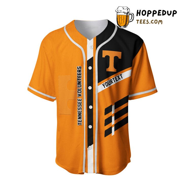 NCAA Tennessee Volunteers Custom Text Orange Black Baseball Jersey Unisex Shirt