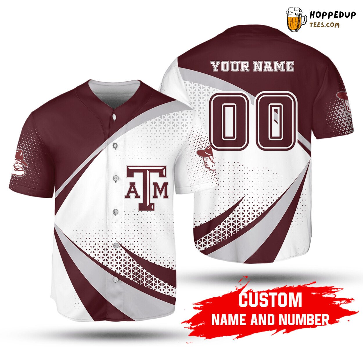 NCAA Texas A&M Aggies Custom Name Number Maroon White Baseball Jersey Unisex Shirt NCAA Texas A&M Aggies Custom Name Number Maroon White Baseball Jersey Unisex Shirt