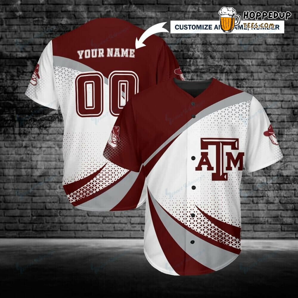 NCAA Texas A&M Aggies Custom Name Number Maroon White Baseball Jersey Unisex Shirt