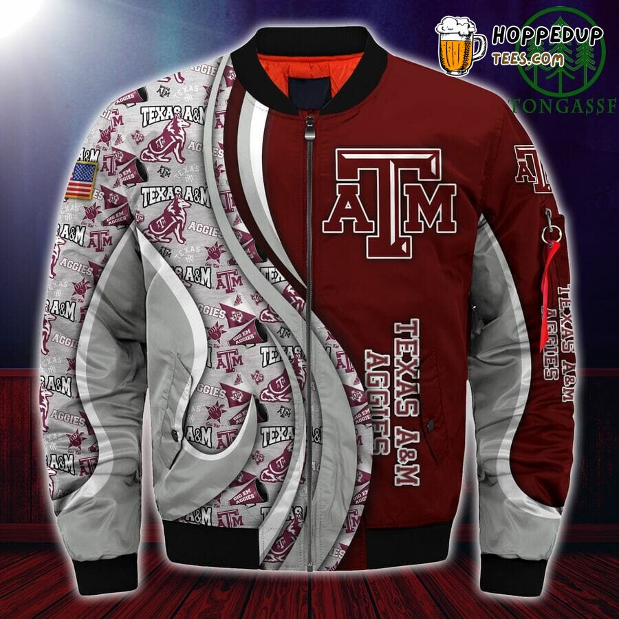 NCAA Texas A&M Aggies Custom Number Maroon Bomber Jacket