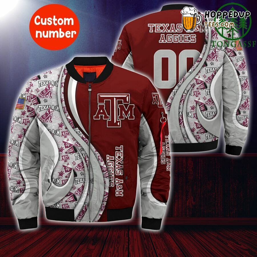 NCAA Texas A&M Aggies Custom Number Maroon Bomber Jacket NCAA Texas A&M Aggies Custom Number Maroon Bomber Jacket
