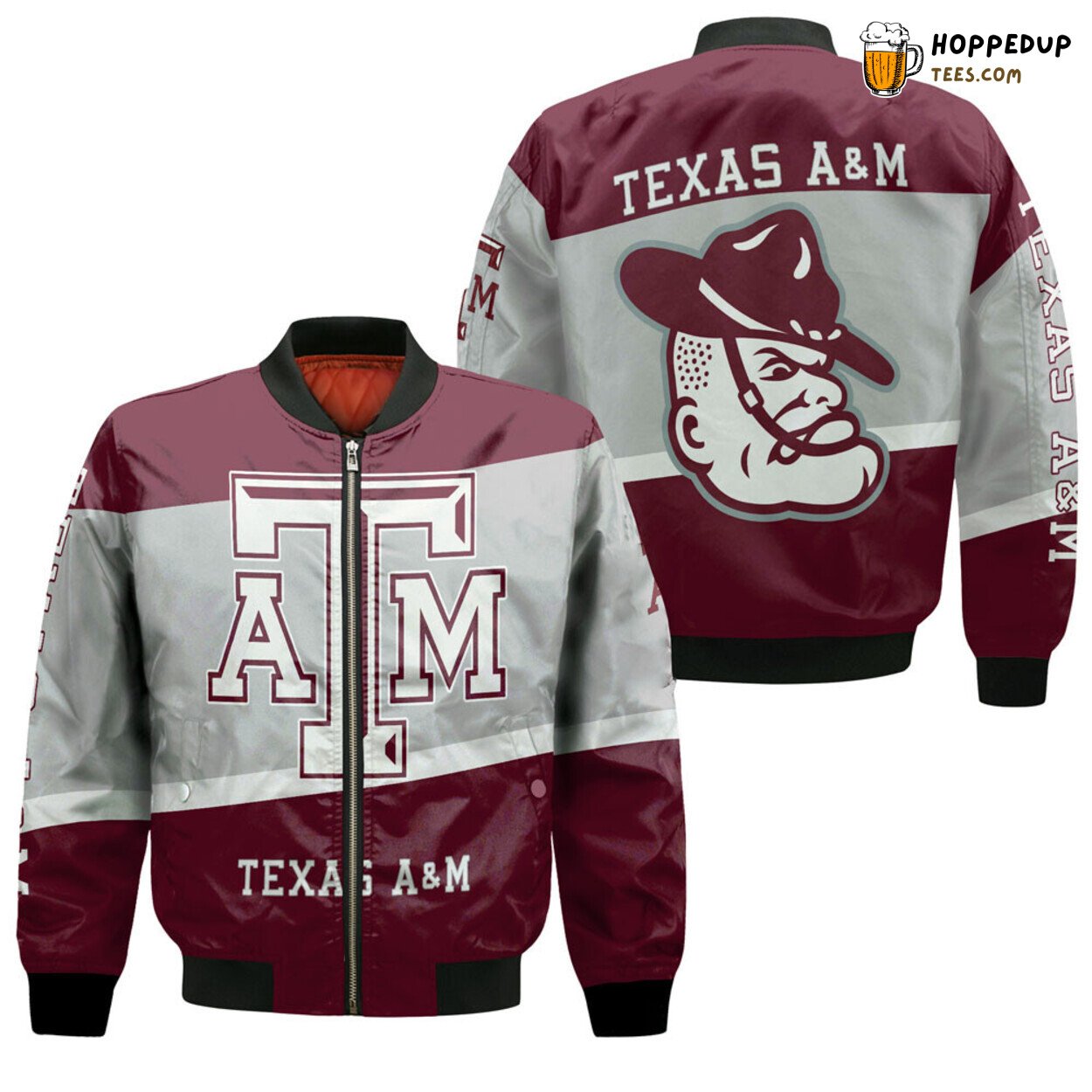 NCAA Texas A&M Aggies Maroon Grey Bomber Jacket