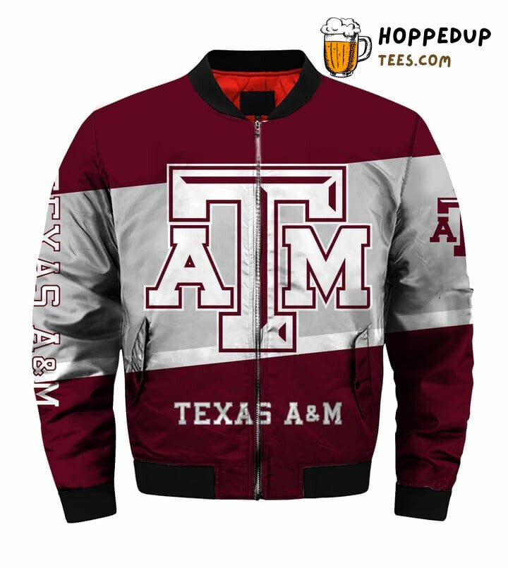 NCAA Texas A&M Aggies Maroon Grey Bomber Jacket