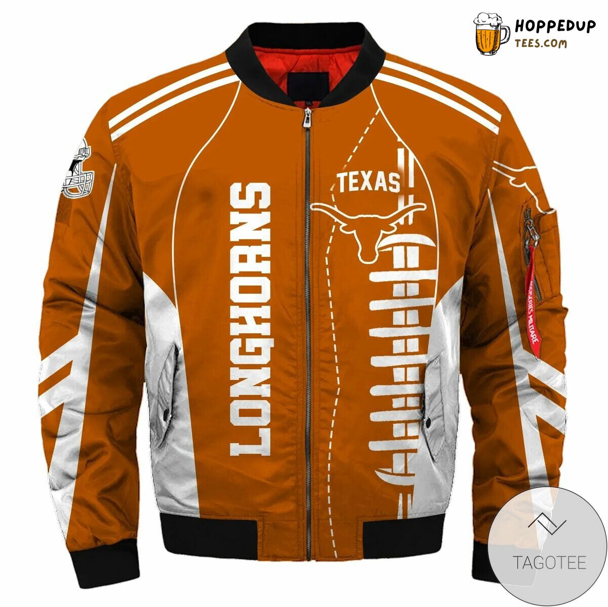 NCAA Texas Longhorns Classic Orange White Bomber Jacket Design