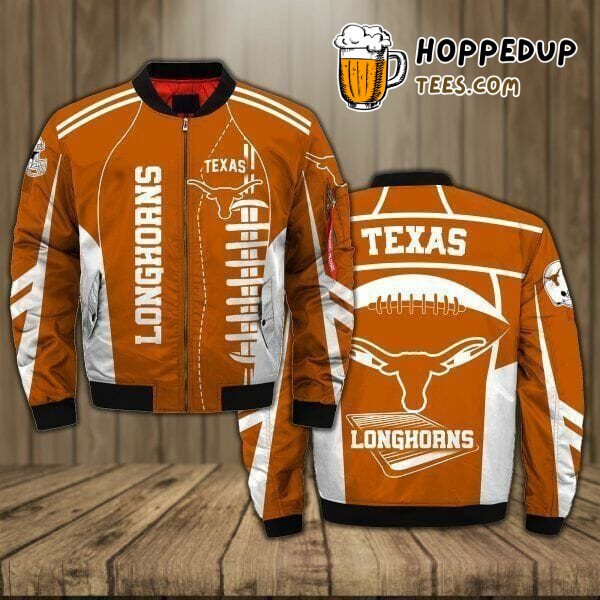 NCAA Texas Longhorns Classic Orange White Bomber Jacket Design