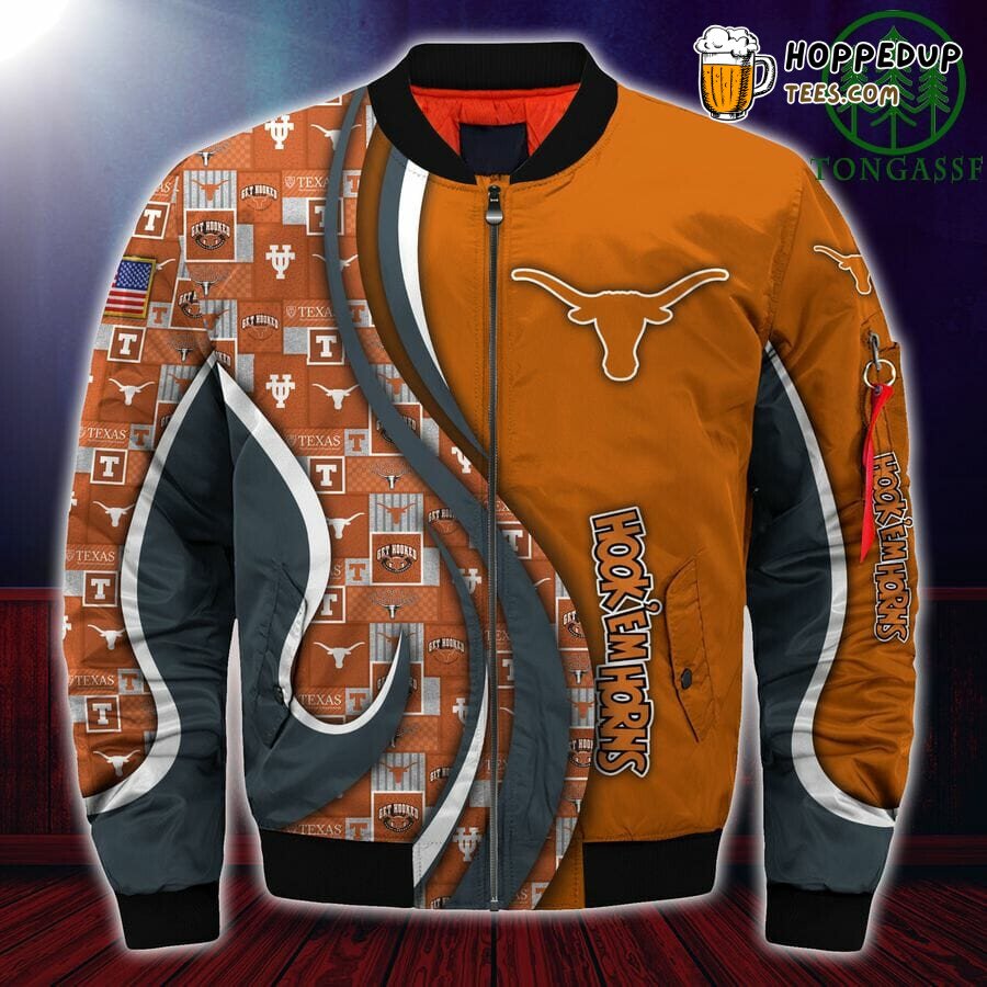 NCAA Texas Longhorns Custom Number Orange Bomber Jacket