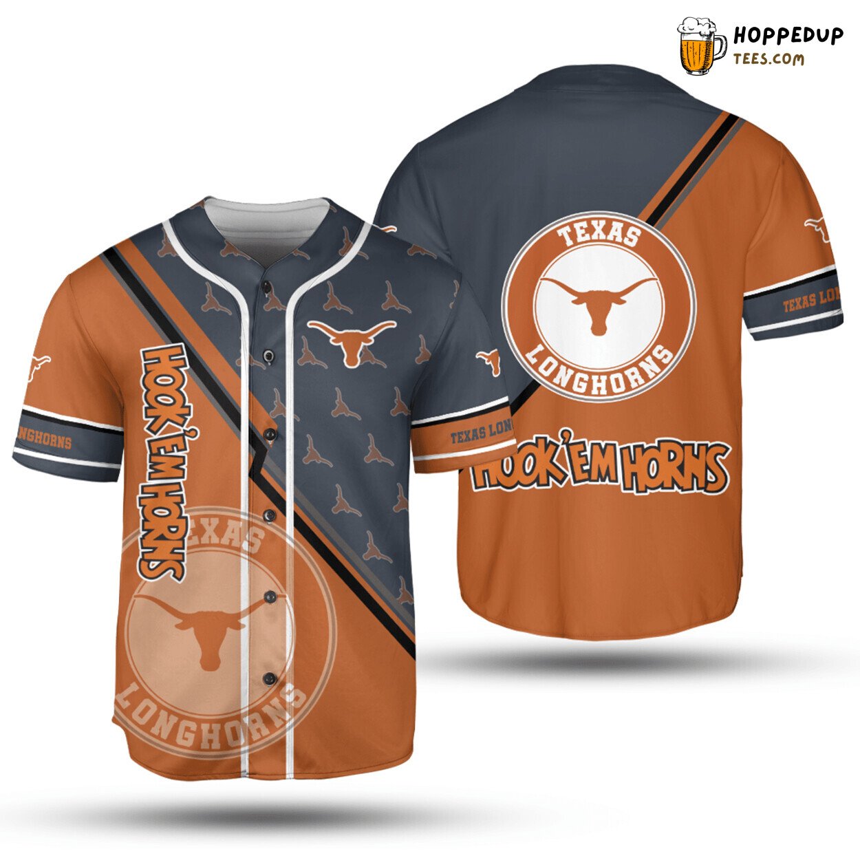 NCAA Texas Longhorns Navy Blue Orange Baseball Jersey Unisex Shirt