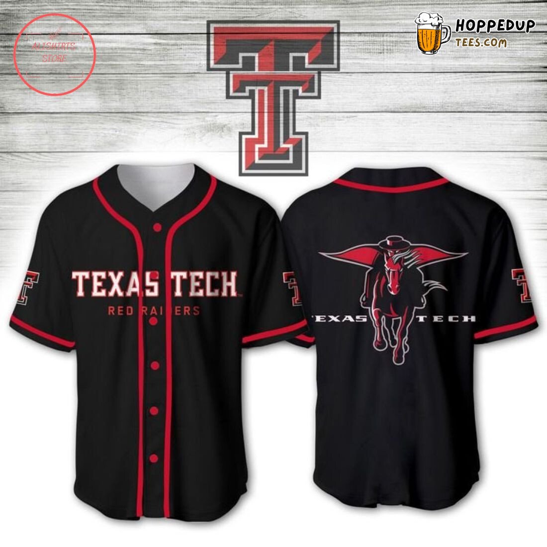 NCAA Texas Tech Red Raiders Black Baseball Jersey Unisex Shirt