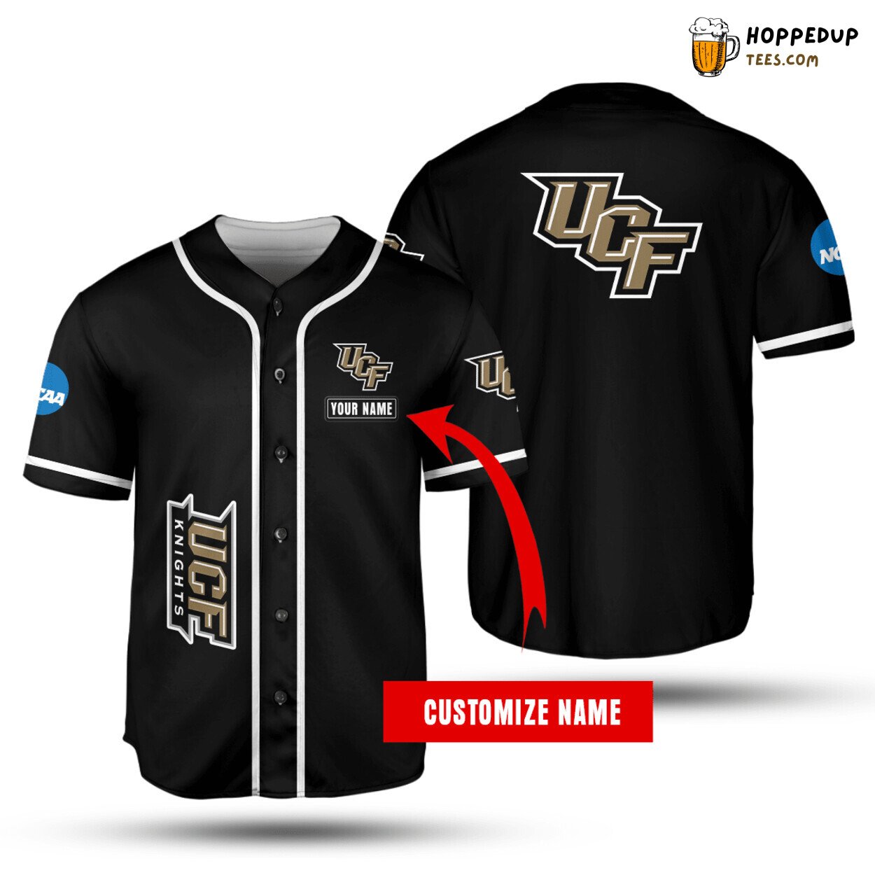NCAA UCF Knights Custom Name Black Baseball Jersey Unisex Shirt