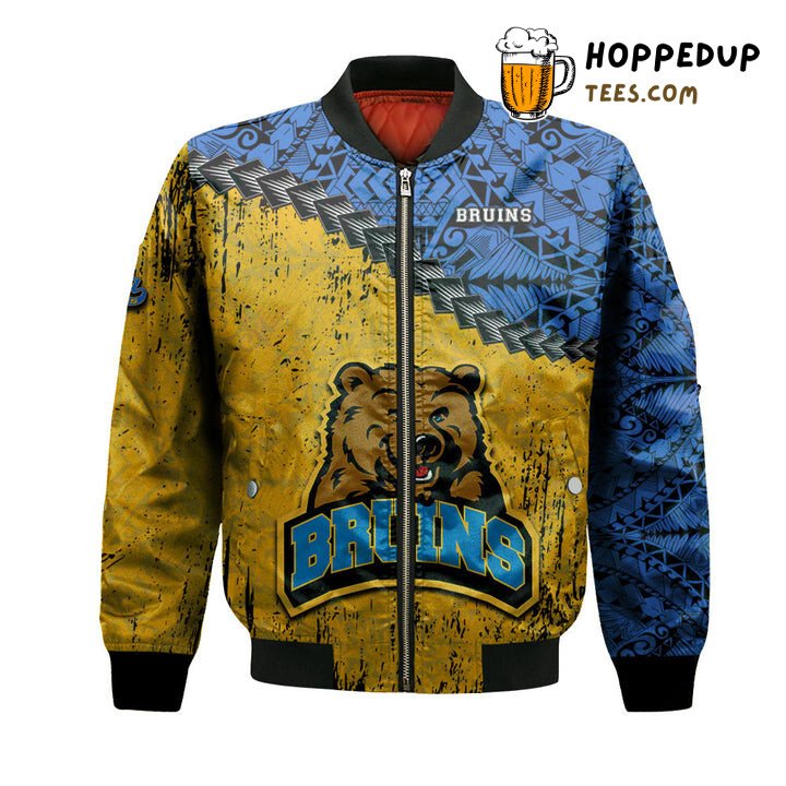 NCAA UCLA Bruins Blue Gold Polynesian Bomber Jacket NCAA UCLA Bruins Blue Gold Polynesian Bomber Jacket