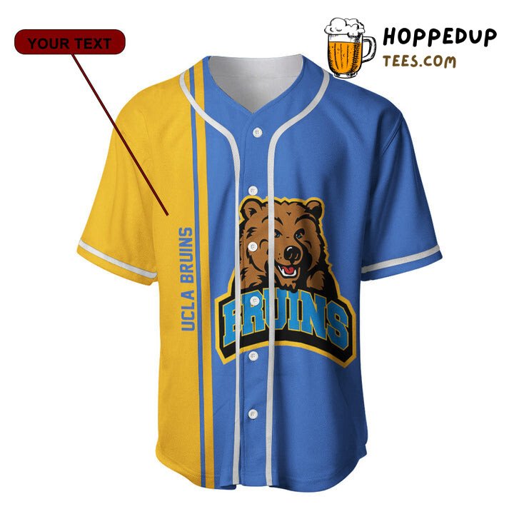 NCAA UCLA Bruins Custom Text Number Blue Gold Baseball Jersey Unisex Shirt