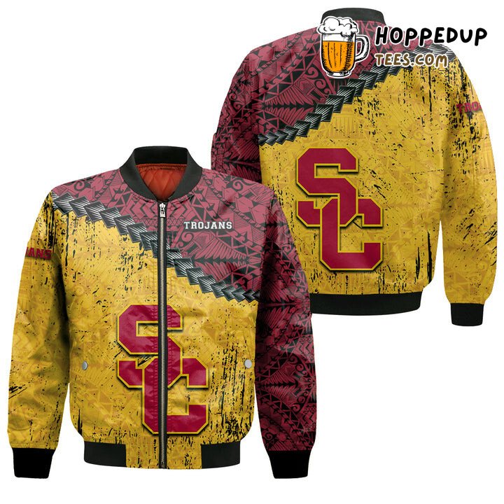 NCAA USC Trojans Cardinal Gold Durable Stylish Bomber Jacket Apparel NCAA USC Trojans Cardinal Gold Durable Stylish Bomber Jacket Apparel