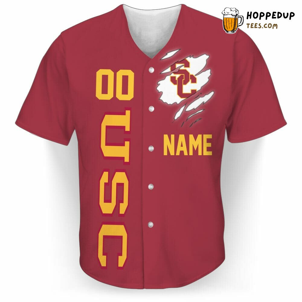 NCAA USC Trojans Custom Name Number Cardinal Baseball Jersey Unisex Shirt