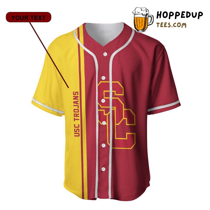 NCAA USC Trojans Custom Name Number Cardinal Gold Baseball Jersey Unisex Shirt