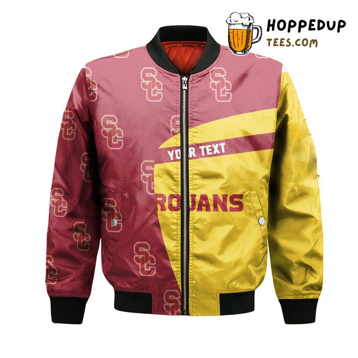 NCAA USC Trojans Custom Text Cardinal Gold Bomber Jacket