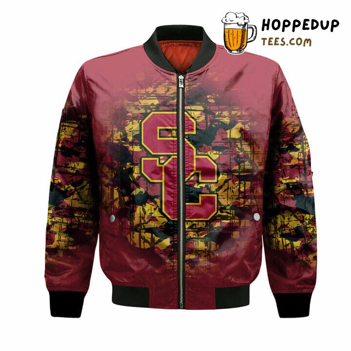 NCAA USC Trojans Custom Text Number Cardinal Bomber Jacket