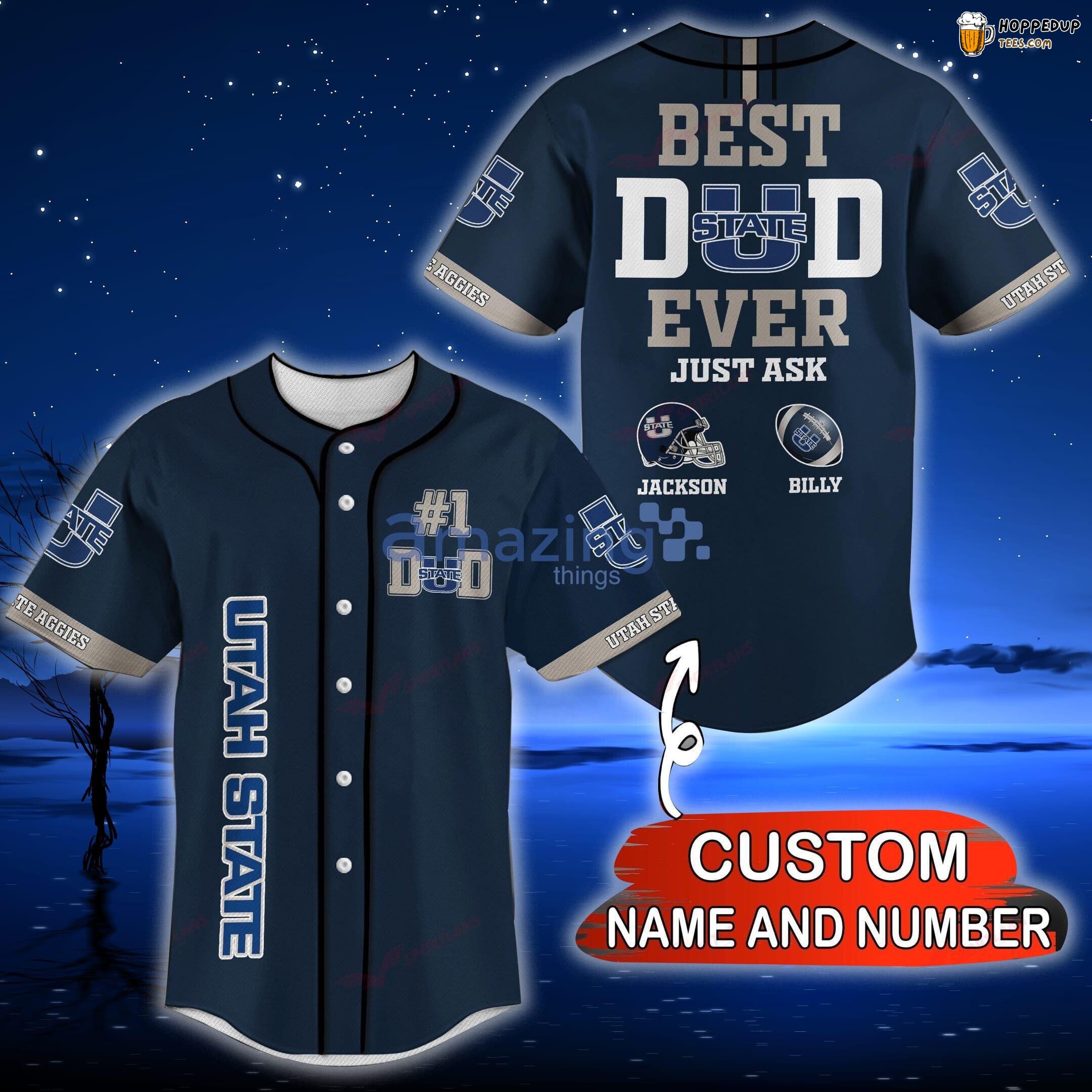 NCAA Utah State Aggies Custom Name Number Best Dad Baseball Jersey Unisex Shirt