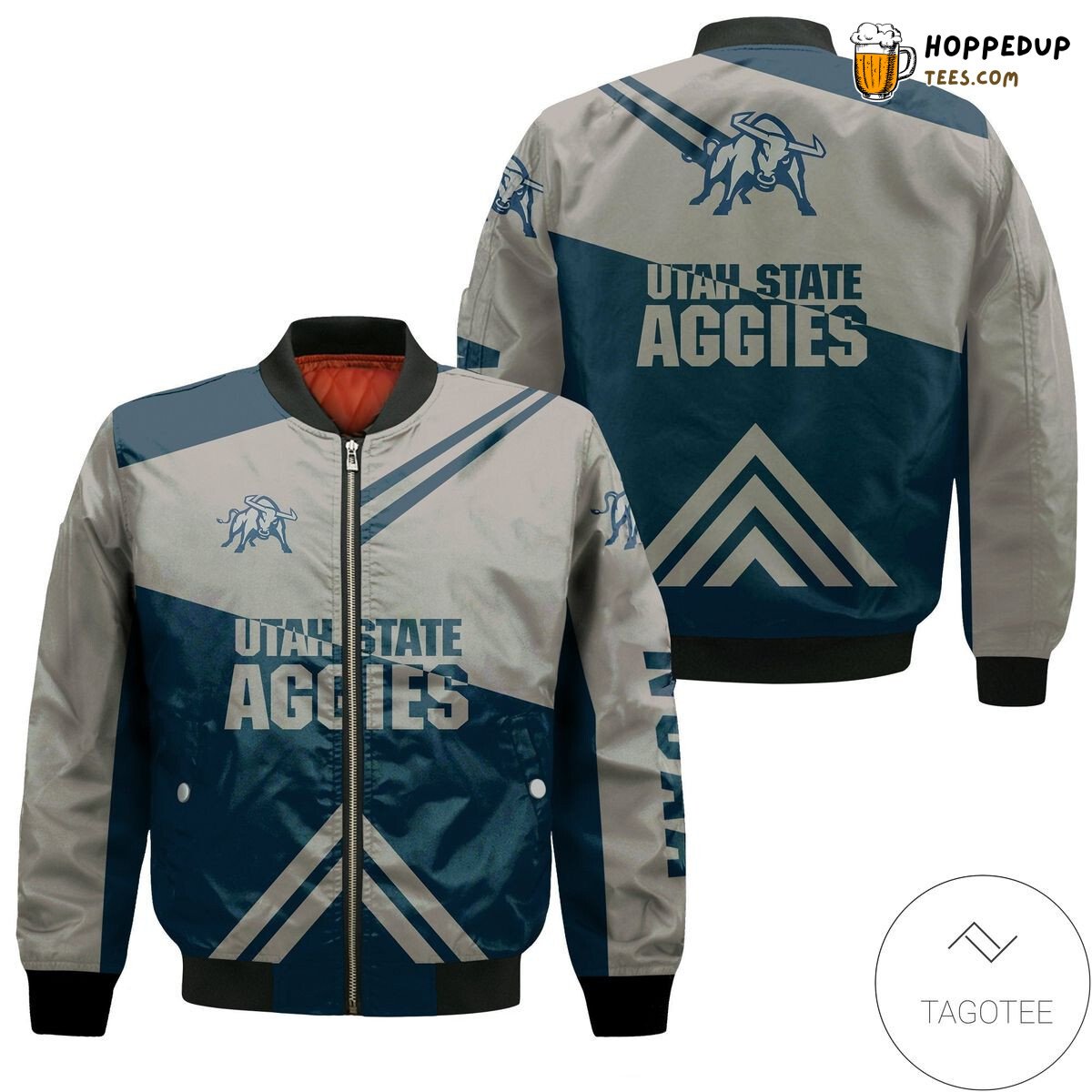 NCAA Utah State Aggies Stripes Cross Shoulders Bomber Jacket