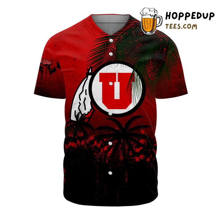 NCAA Utah Utes Coconut Tree Tropical Grunge Red Baseball Jersey Unisex Shirt NCAA Utah Utes Coconut Tree Tropical Grunge Red Baseball Jersey Unisex Shirt