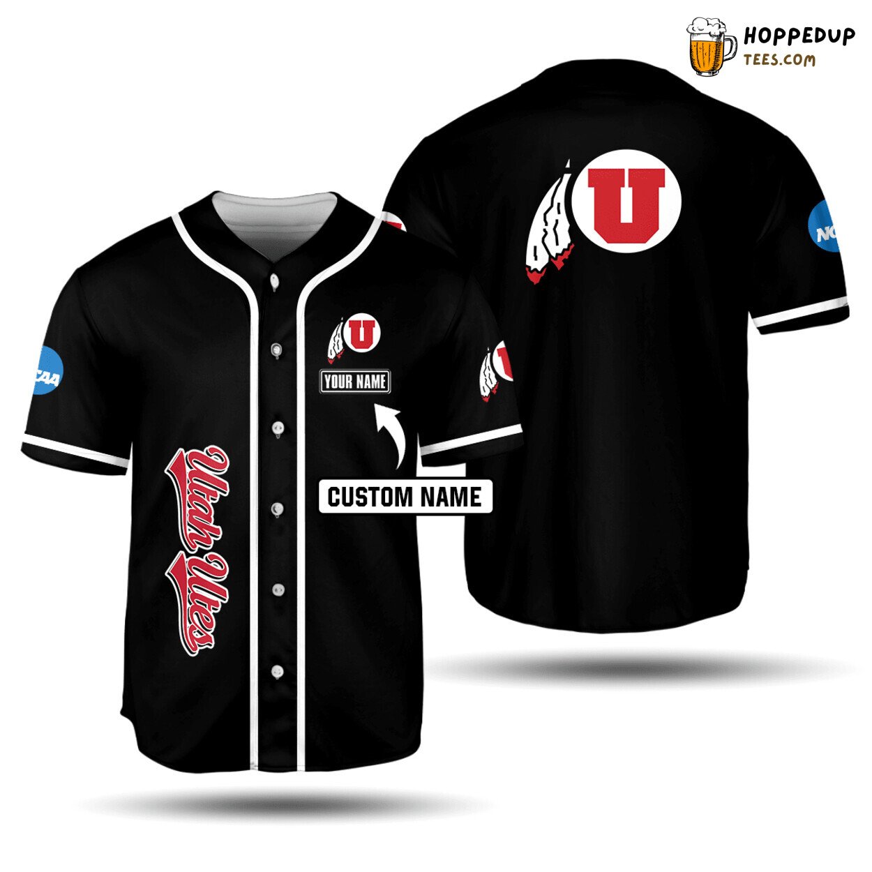 NCAA Utah Utes Custom Name Black Baseball Jersey Unisex Shirt