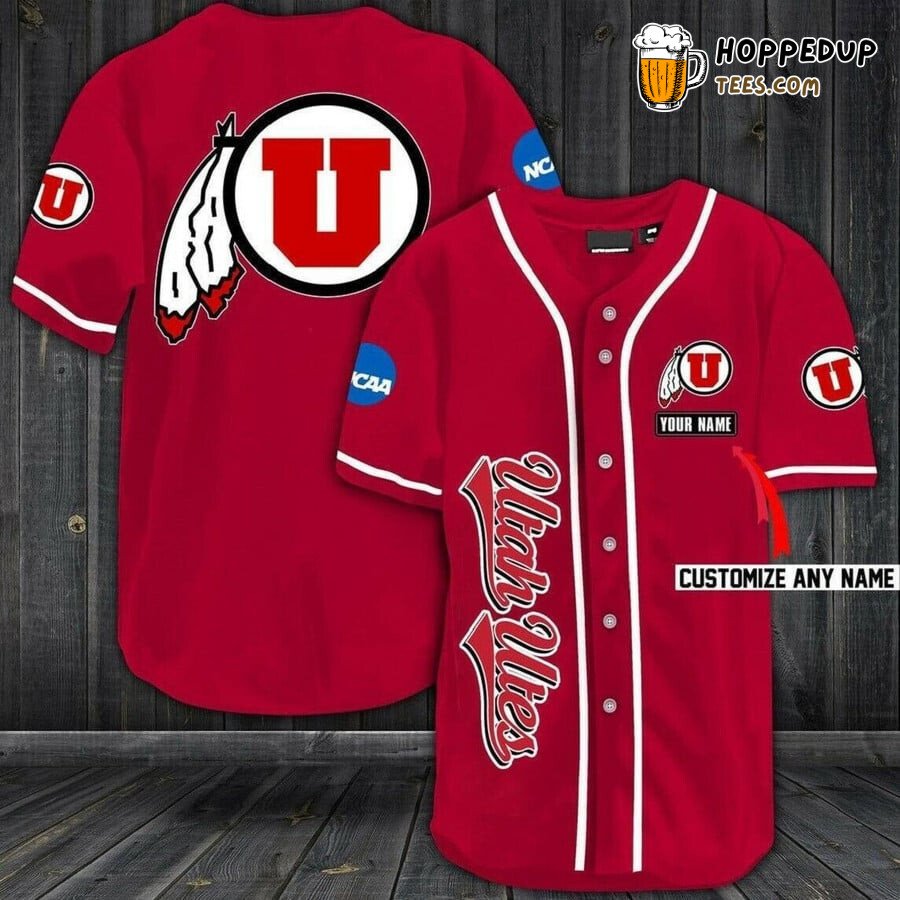 NCAA Utah Utes Custom Name Red Baseball Jersey Unisex Shirt