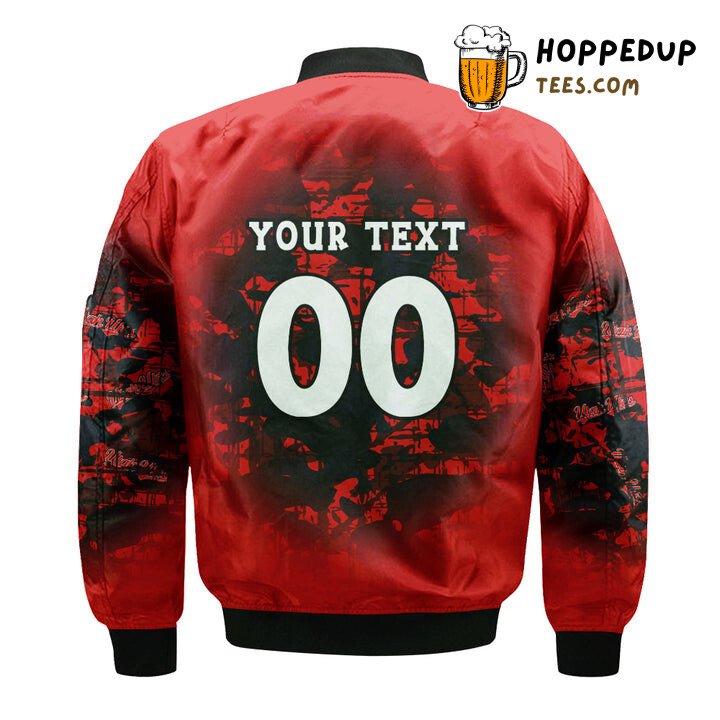 NCAA Utah Utes Custom Text Number Red Black Camo Vintage Bomber Jacket