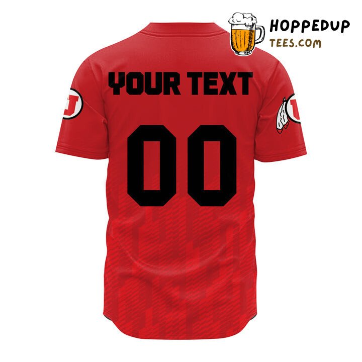 NCAA Utah Utes Custom Text Number Red Ombre Baseball Jersey Unisex Shirt