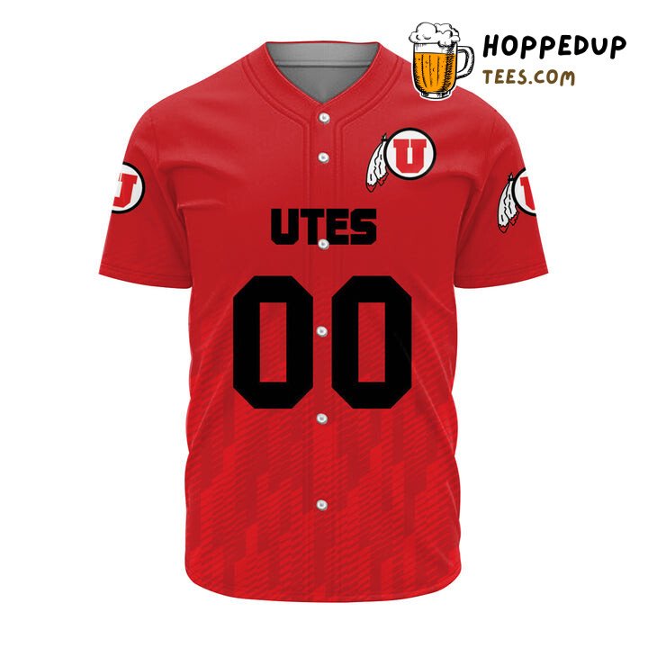 NCAA Utah Utes Custom Text Number Red Ombre Baseball Jersey Unisex Shirt