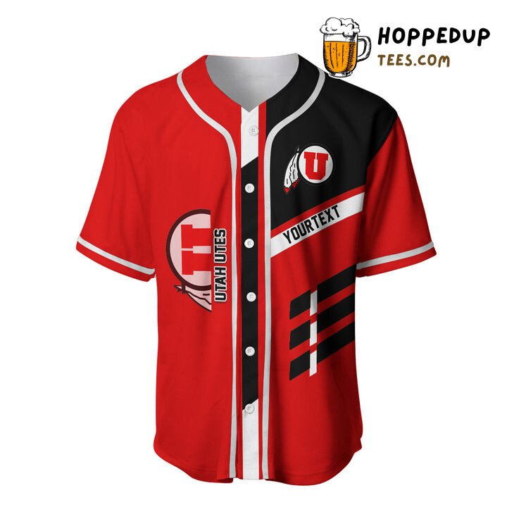 NCAA Utah Utes Custom Text Red Black Baseball Jersey Unisex Shirt