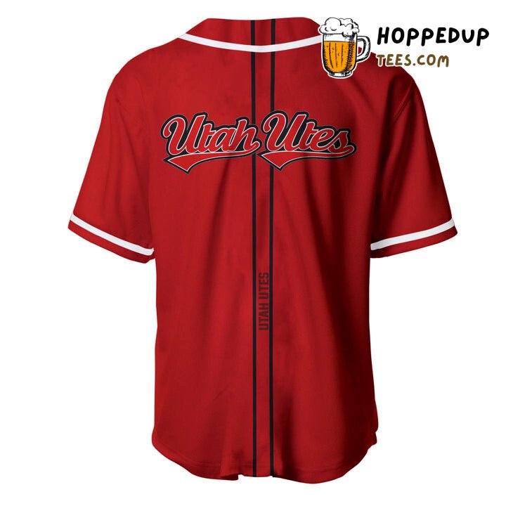 NCAA Utah Utes Custom Text Red Black Baseball Jersey Unisex Shirt