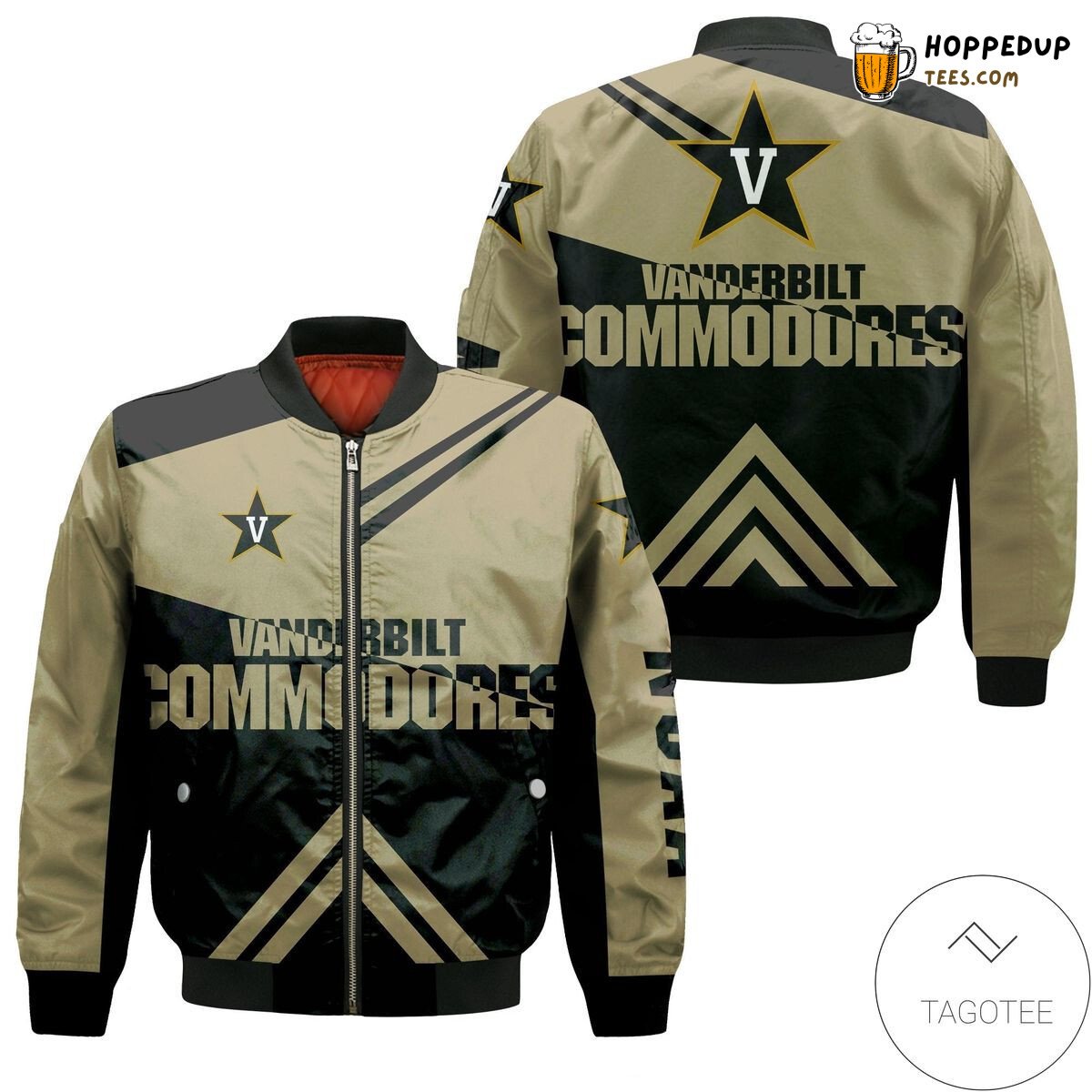 NCAA Vanderbilt Commodores Stripes Cross Shoulders Bomber Jacket