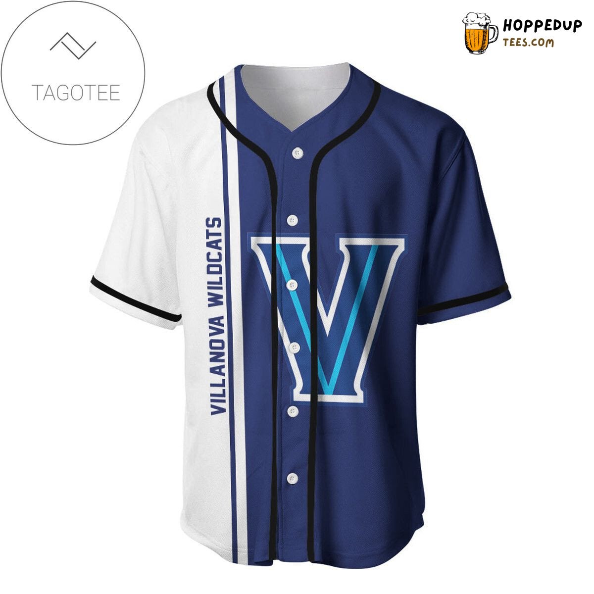 NCAA Villanova Wildcats Half Style Baseball Jersey Unisex Shirt
