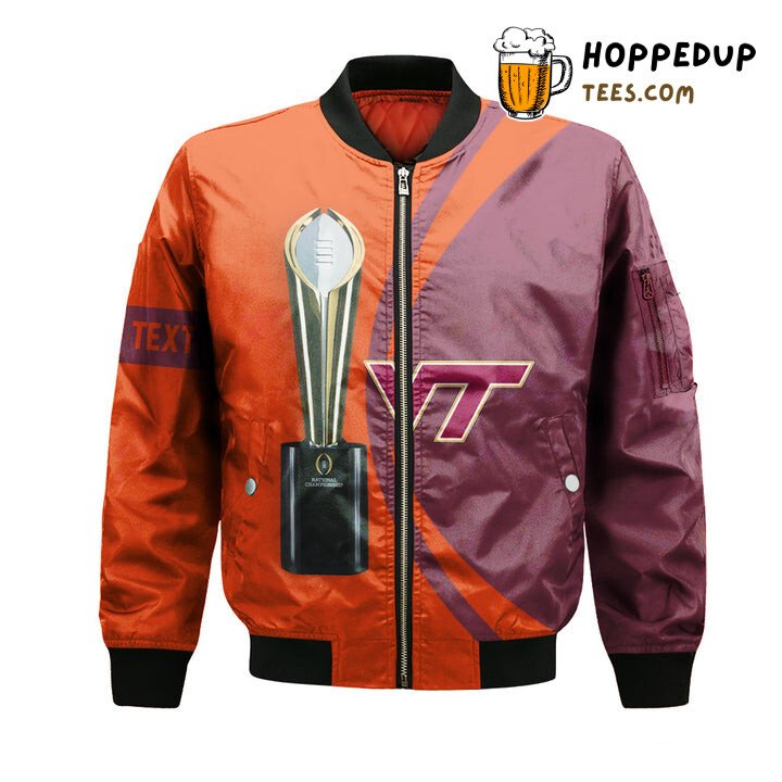 NCAA Virginia Tech Hokies Custom Text Champions Bomber Jacket NCAA Virginia Tech Hokies Custom Text Champions Bomber Jacket