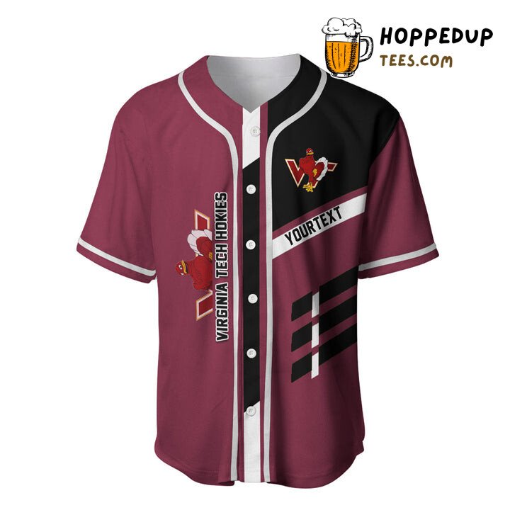 NCAA Virginia Tech Hokies Custom Text Maroon Black Baseball Jersey Unisex Shirt NCAA Virginia Tech Hokies Custom Text Maroon Black Baseball Jersey Unisex Shirt