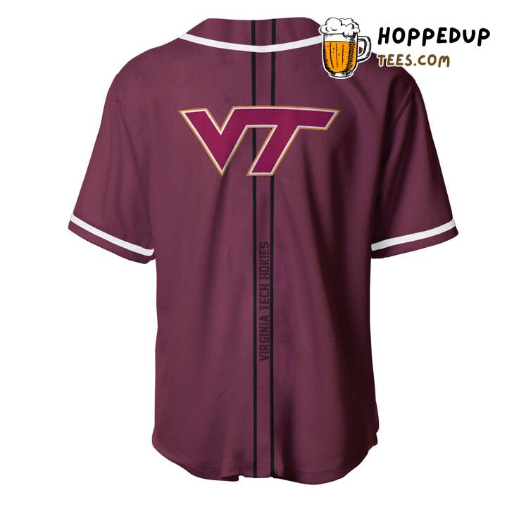 NCAA Virginia Tech Hokies Custom Text Maroon Black Baseball Jersey Unisex Shirt