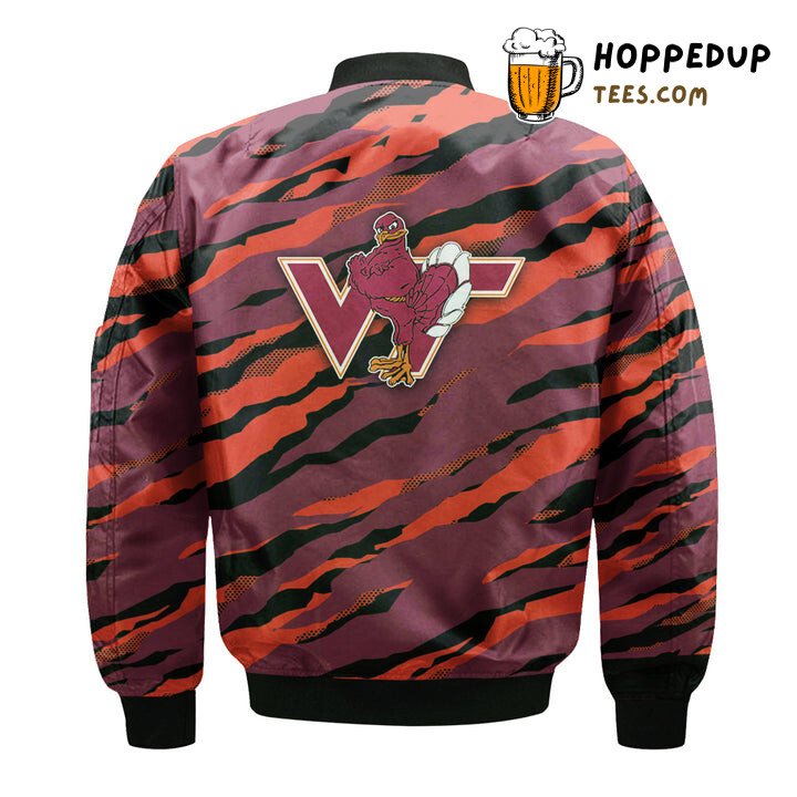 NCAA Virginia Tech Hokies Orange Black Bomber Jacket