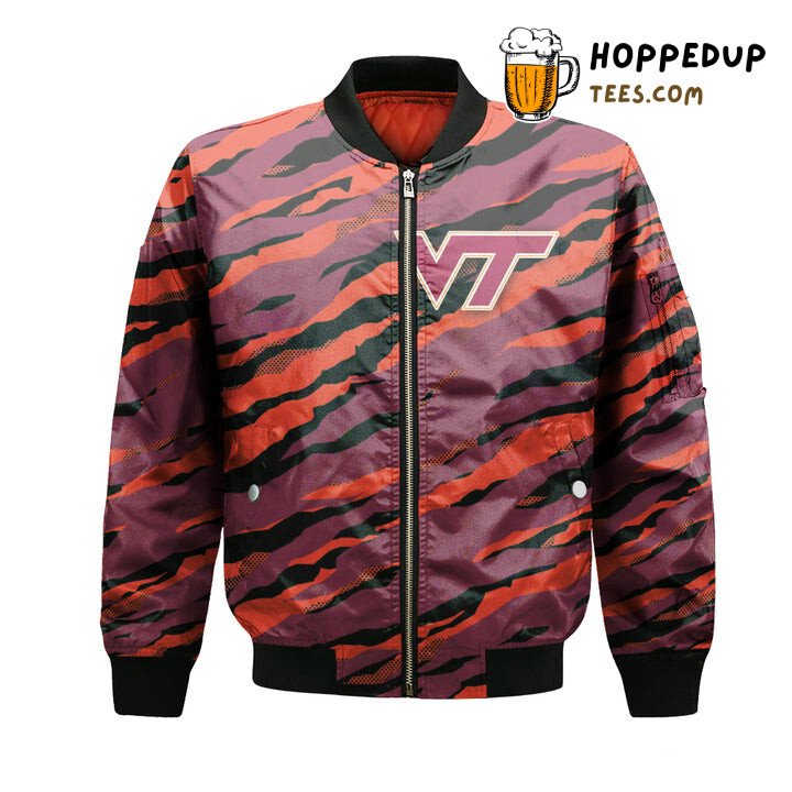 NCAA Virginia Tech Hokies Orange Black Bomber Jacket NCAA Virginia Tech Hokies Orange Black Bomber Jacket